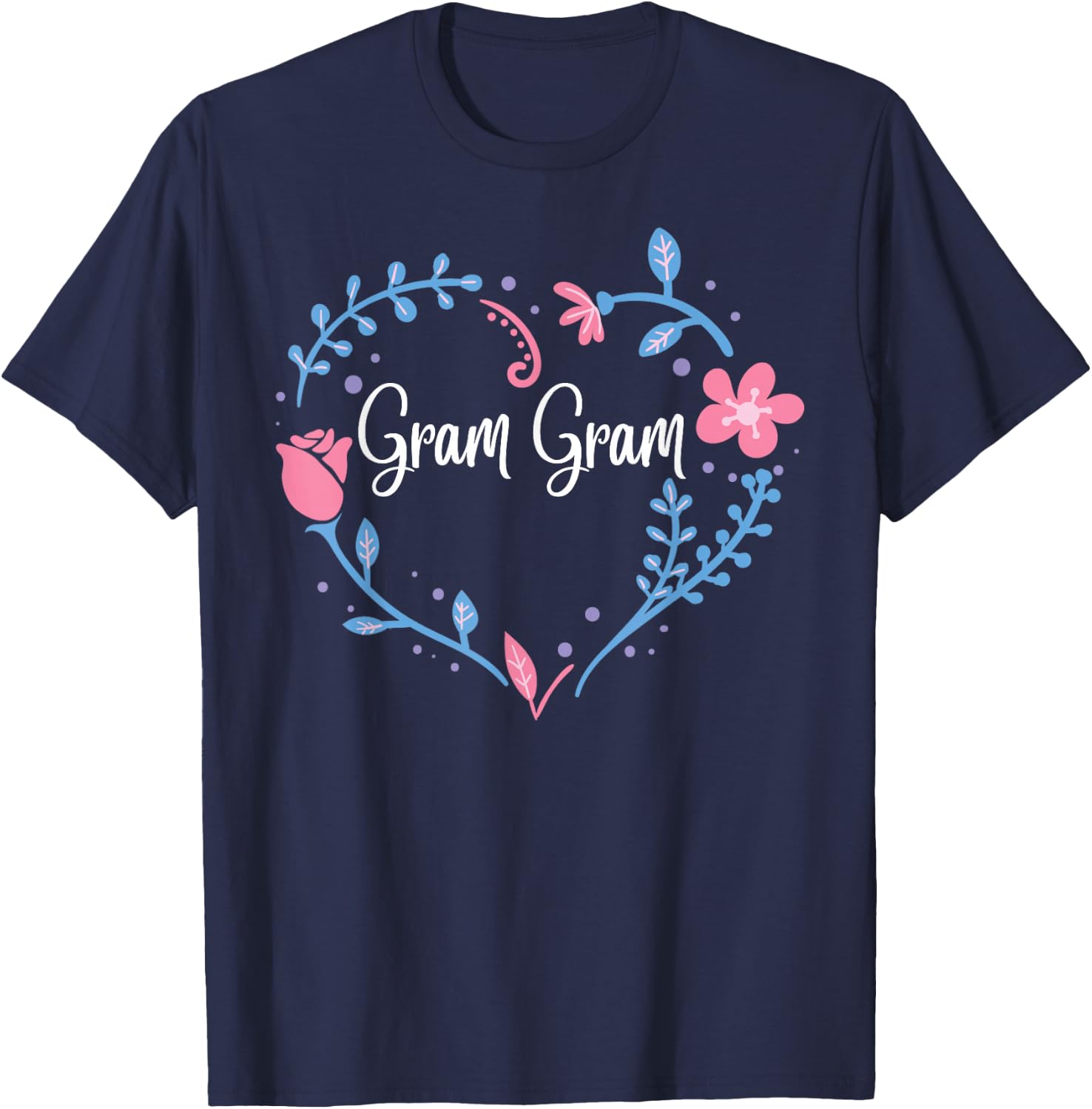 Flower Gram Gram Grandma Christmas Birthday Gift T-Shirt - T-Shirt | Navy