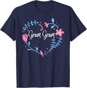 Flower Gram Gram Grandma Christmas Birthday Gift T-Shirt - T-Shirt | Navy