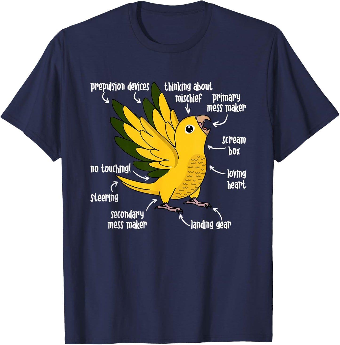 Parrot Anatomy I Golden Conure T-Shirt - T-Shirt | Navy