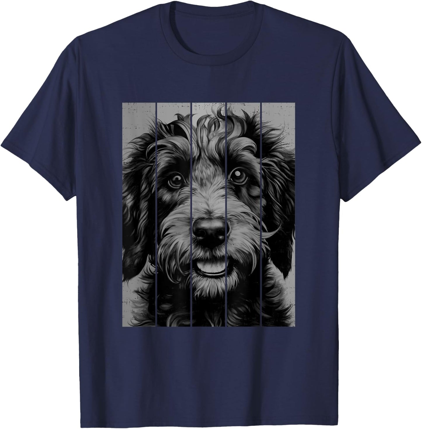 Coole Labradoodle Porträt Schwarz-Weiß-Stil T-Shirt - T-Shirt | Navy