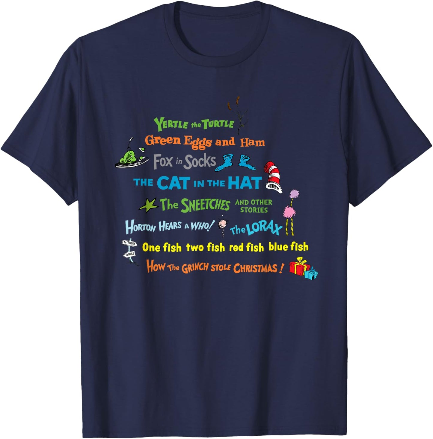 Dr. Seuss Book Title T-Shirt - T-Shirt | Navy