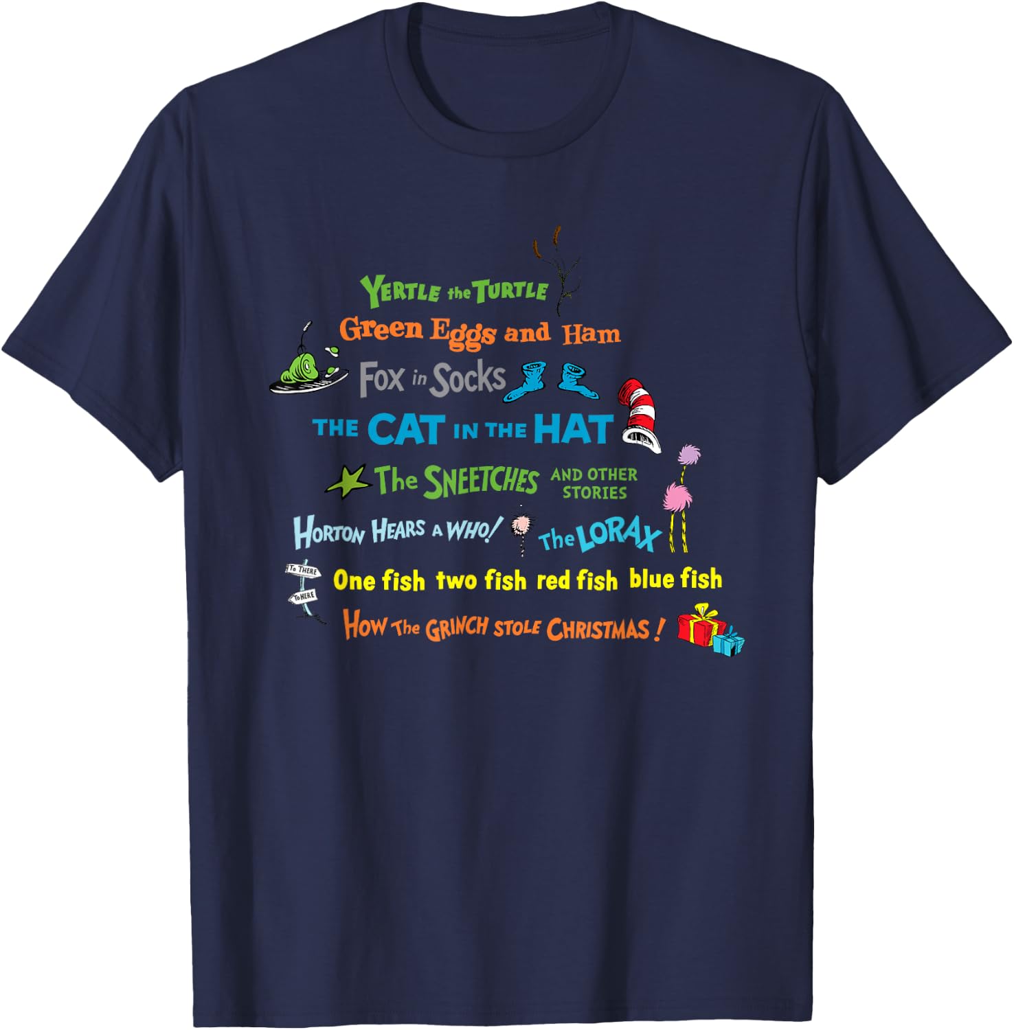 Dr. Seuss Book Title T-Shirt - T-Shirt | Navy