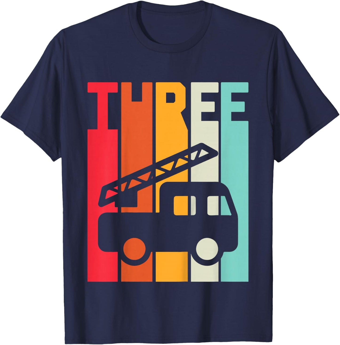 Fire Truck 3rd Birthday Boys Firefighter Fireman 3 Years T-Shirt - T-Shirt | Navy