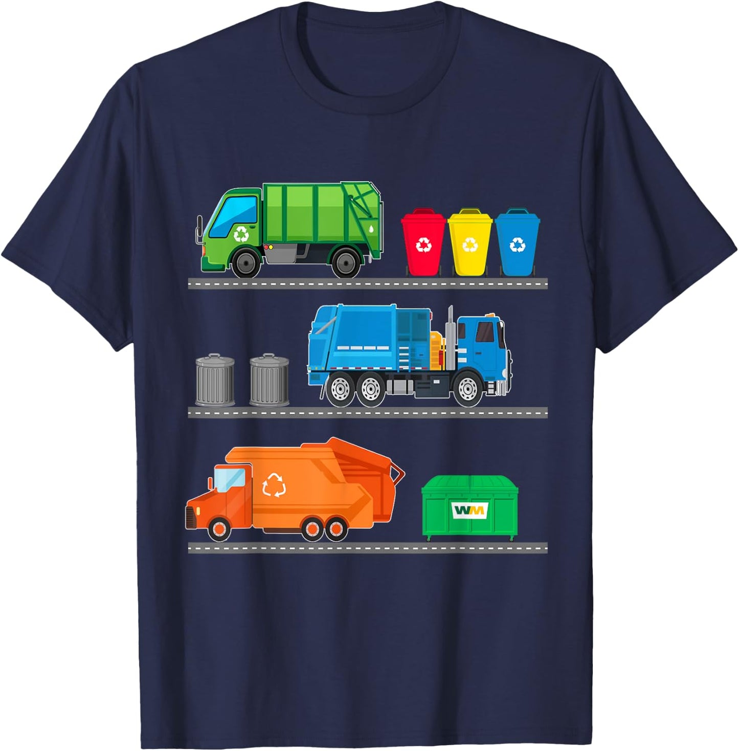 Garbage Truck Recycle Bins Junk Dumpster Rubbish Lorry Toy T-Shirt - T-Shirt | Navy