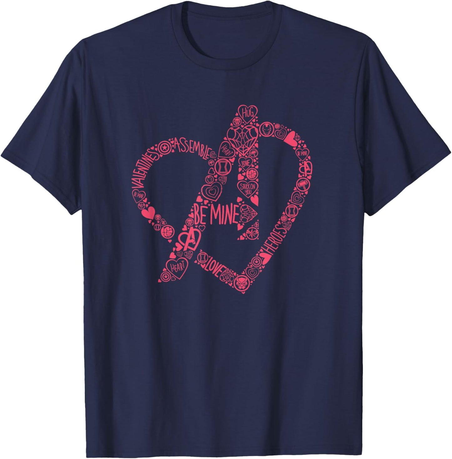 Marvel Avengers Heart Logo Valentine's Day T-Shirt - T-Shirt | Navy