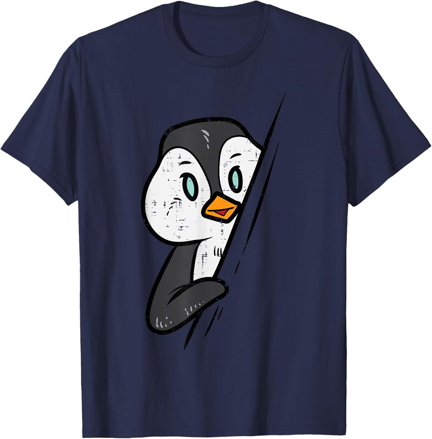Emperor Penguin Hiding Peeking Cute Women Boys Girls Kid Men T-Shirt - T-Shirt | Navy