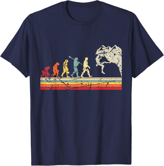 Rock Climbing Human Evolution Vintage Climber T-Shirt - T-Shirt | Navy