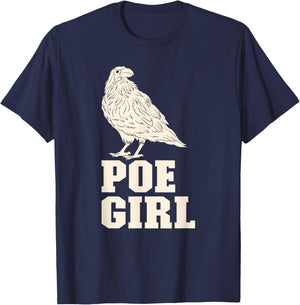 Edgar Allan Poe Raven Gothic Literature Macabre Poetry T-Shirt - T-Shirt | Navy