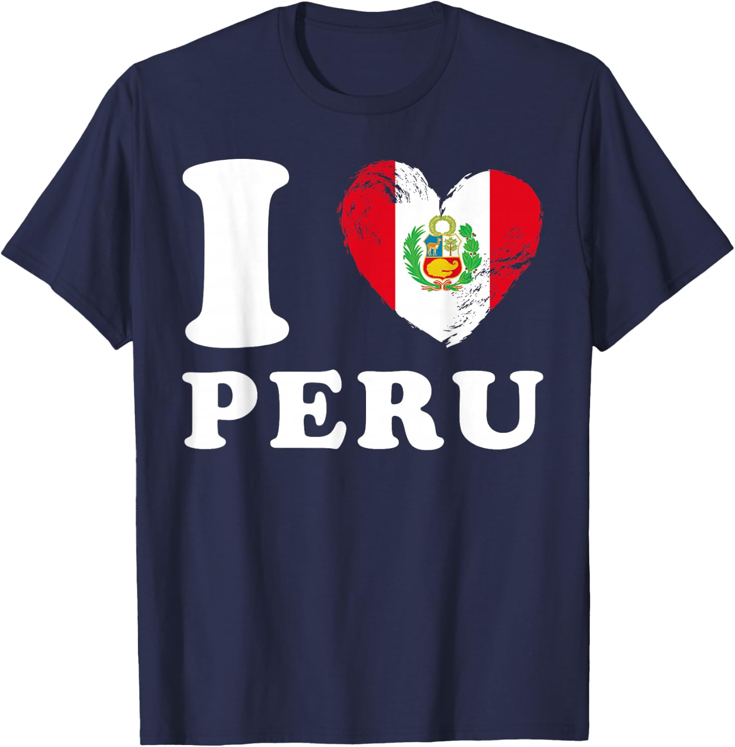 I Love Peru - Heart Flag Peru T-Shirt - T-Shirt | Navy