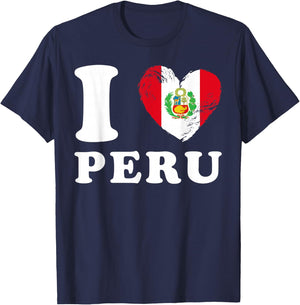 I Love Peru - Heart Flag Peru T-Shirt - T-Shirt | Navy