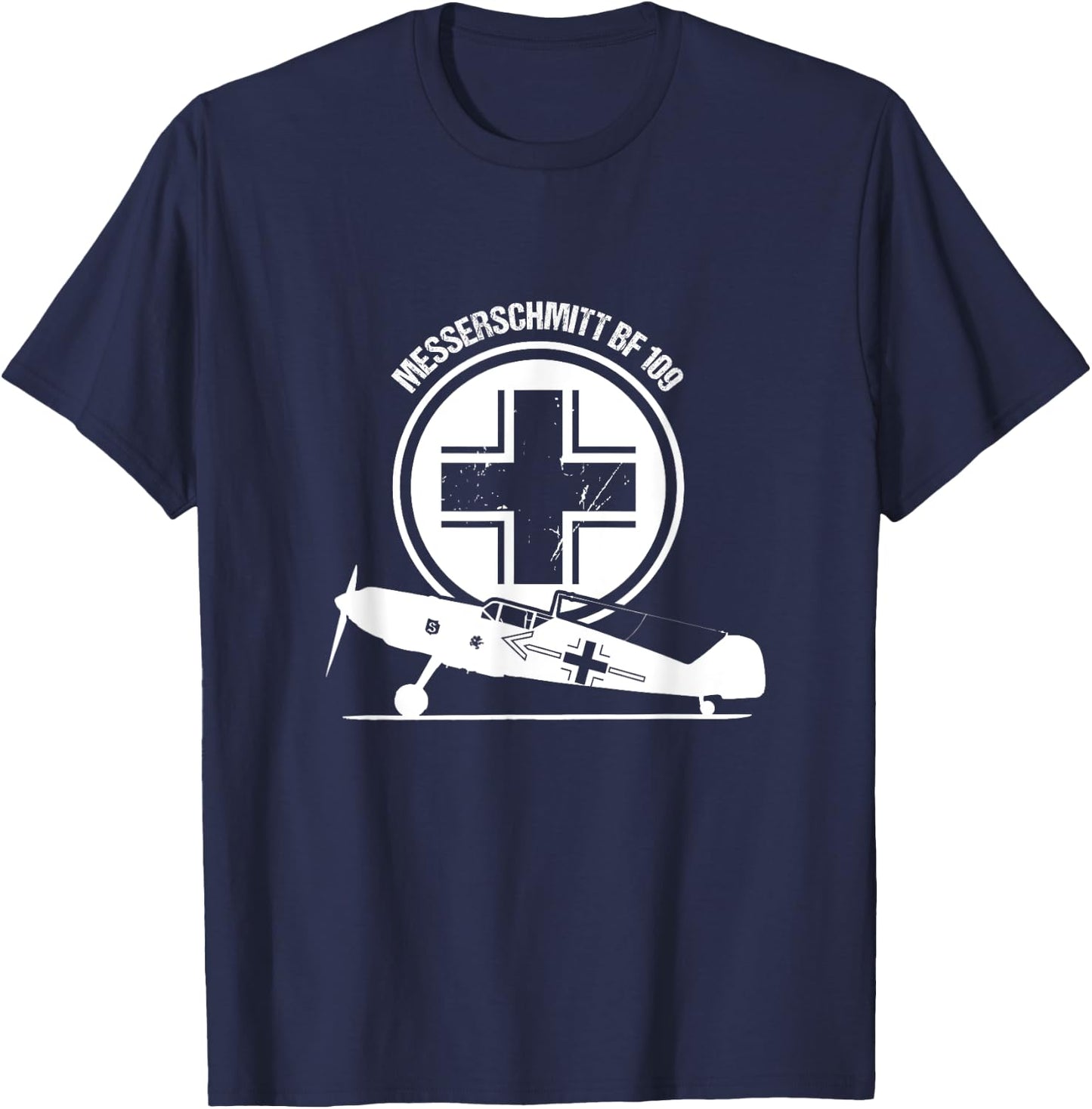Vintage Luftwaffe Messerschmitt BF Pilot Gift Warbird ME 109 T-Shirt - T-Shirt | Navy