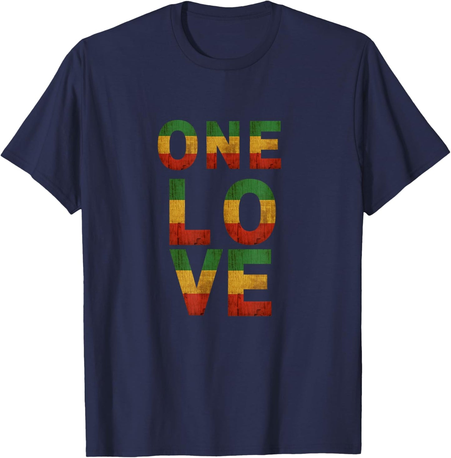 One Love Rasta Reggae Men Women Rastafari Kids gift T-Shirt - T-Shirt | Navy