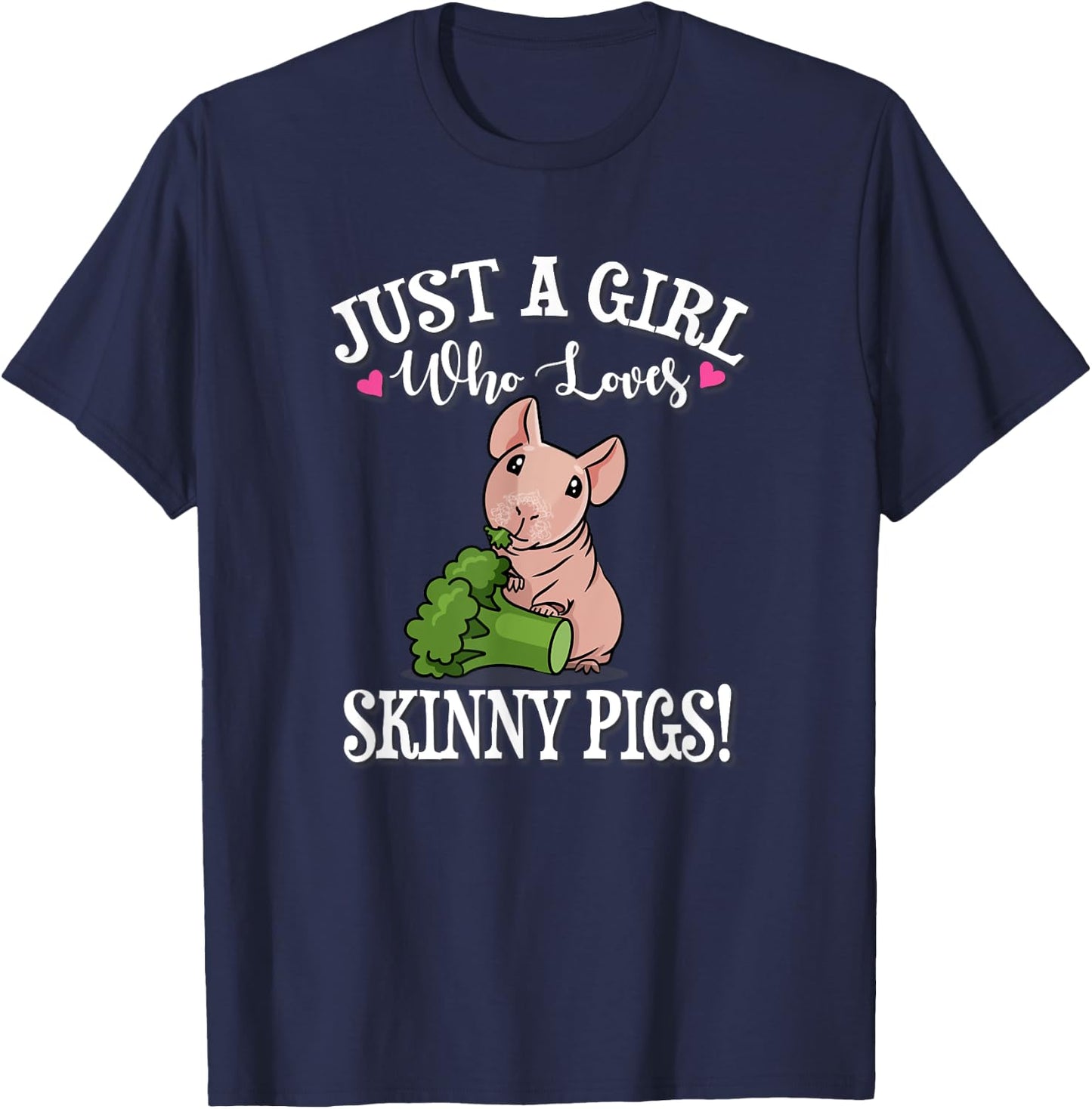 Kids Funny Girl Who Loves Hairless Guinea Pig Mom Lover T-Shirt - T-Shirt | Navy