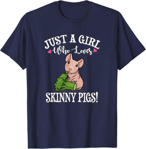 Kids Funny Girl Who Loves Hairless Guinea Pig Mom Lover T-Shirt - T-Shirt | Navy