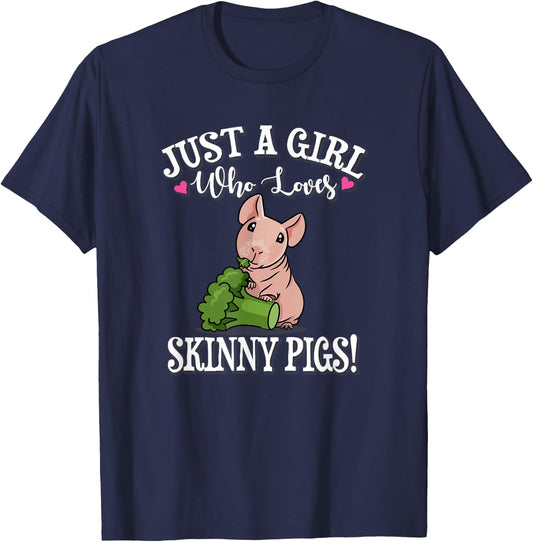 Kids Funny Girl Who Loves Hairless Guinea Pig Mom Lover T-Shirt - T-Shirt | Navy