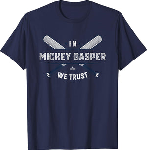 We Trust in Mickey Gasper Boston Baseball MLBPA T-Shirt - T-Shirt | Navy