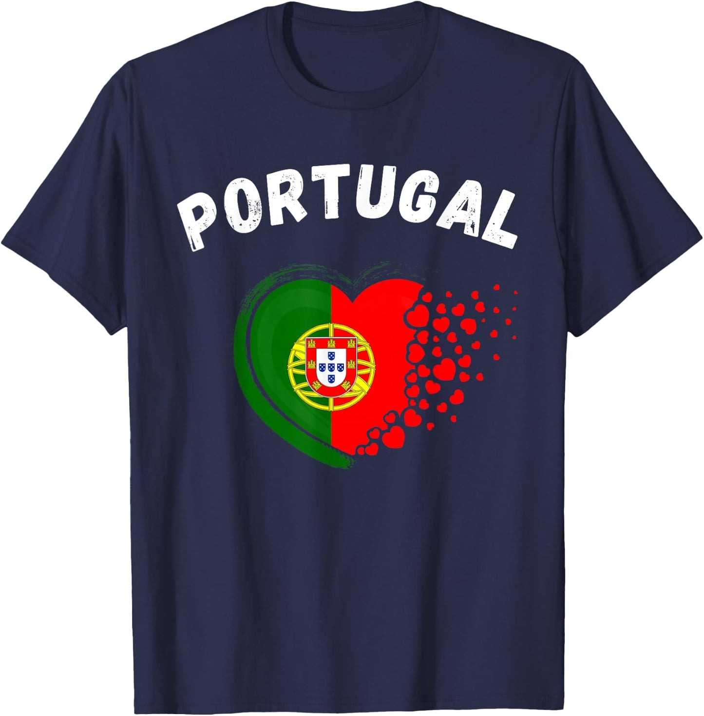 Portugal Flag Heart Outdoor Travel Portuguese to Portugal T-Shirt - T-Shirt | Navy