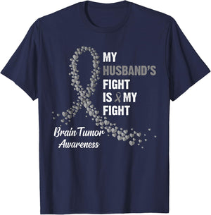 My Husband's Fight My Fight Brain Tumor Awareness T-Shirt - T-Shirt | Navy