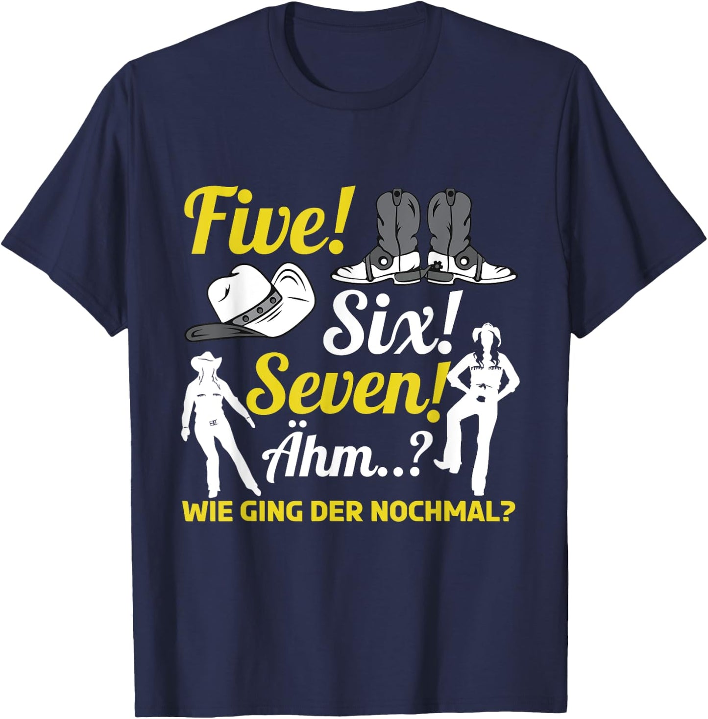 Line Dance Country Music Cowboy Boots , black T-Shirt - T-Shirt | Navy