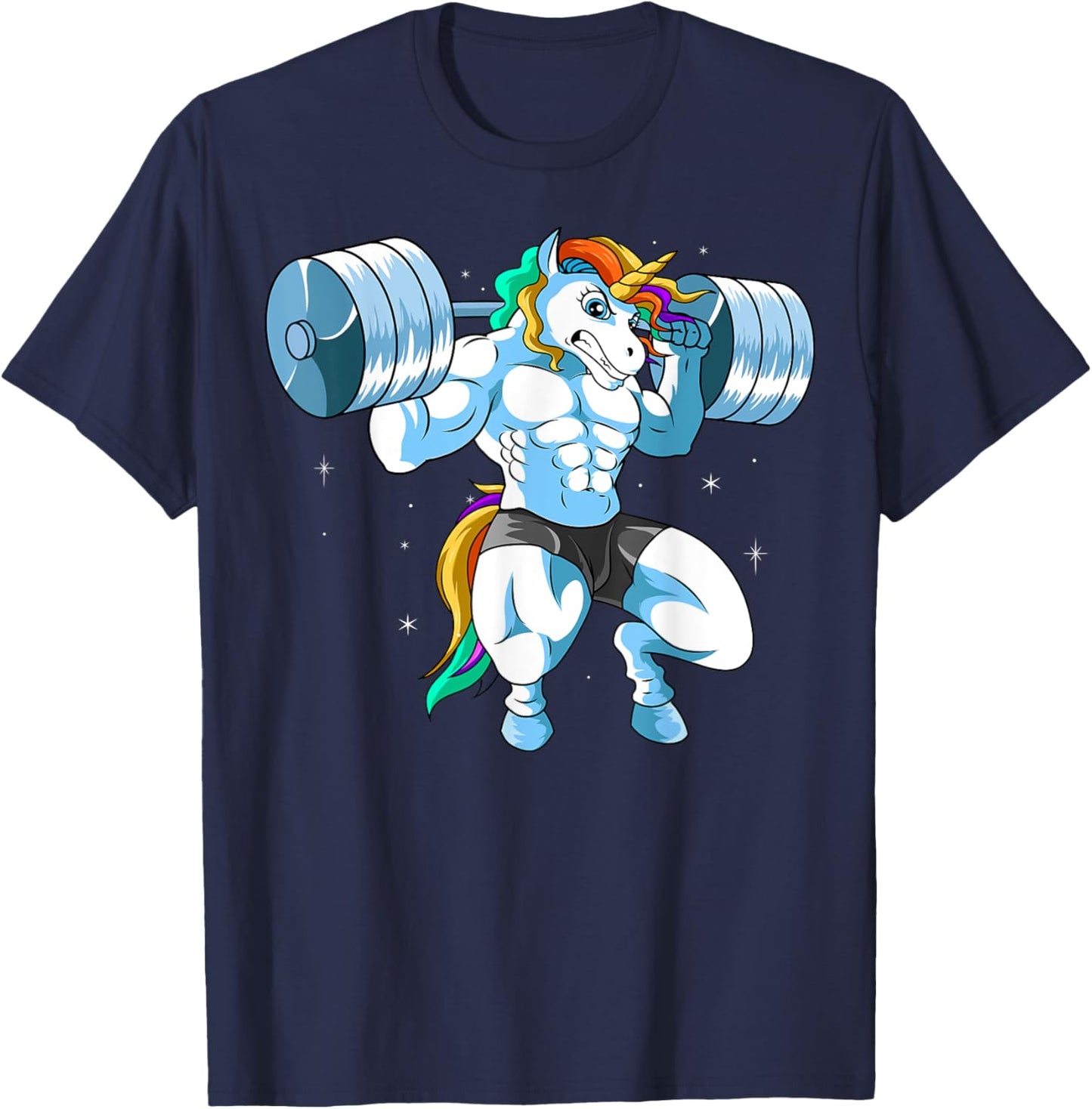Weightlifter Barbell - Fitness Gym Weightlifing Unicorn T-Shirt - T-Shirt | Navy