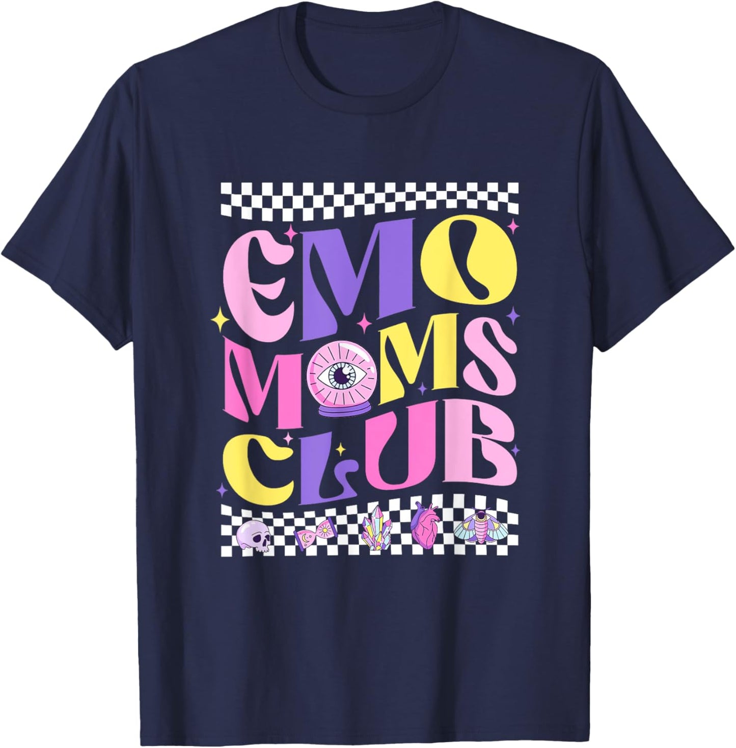 Groovy Emo Moms Club Punk Band Gothic Mother's Day Women T-Shirt - T-Shirt | Navy