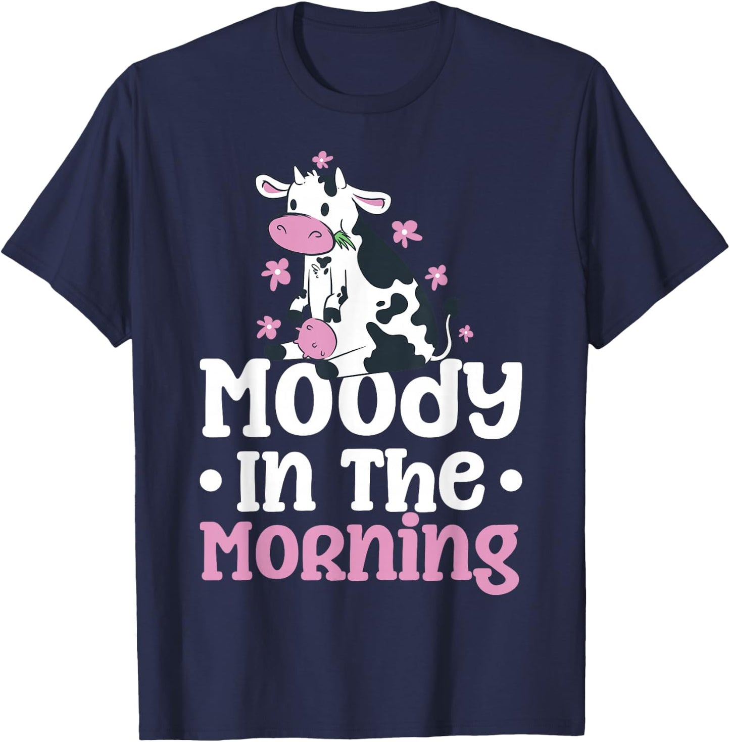 Moody In The Morning Cow T-Shirt - T-Shirt | Navy