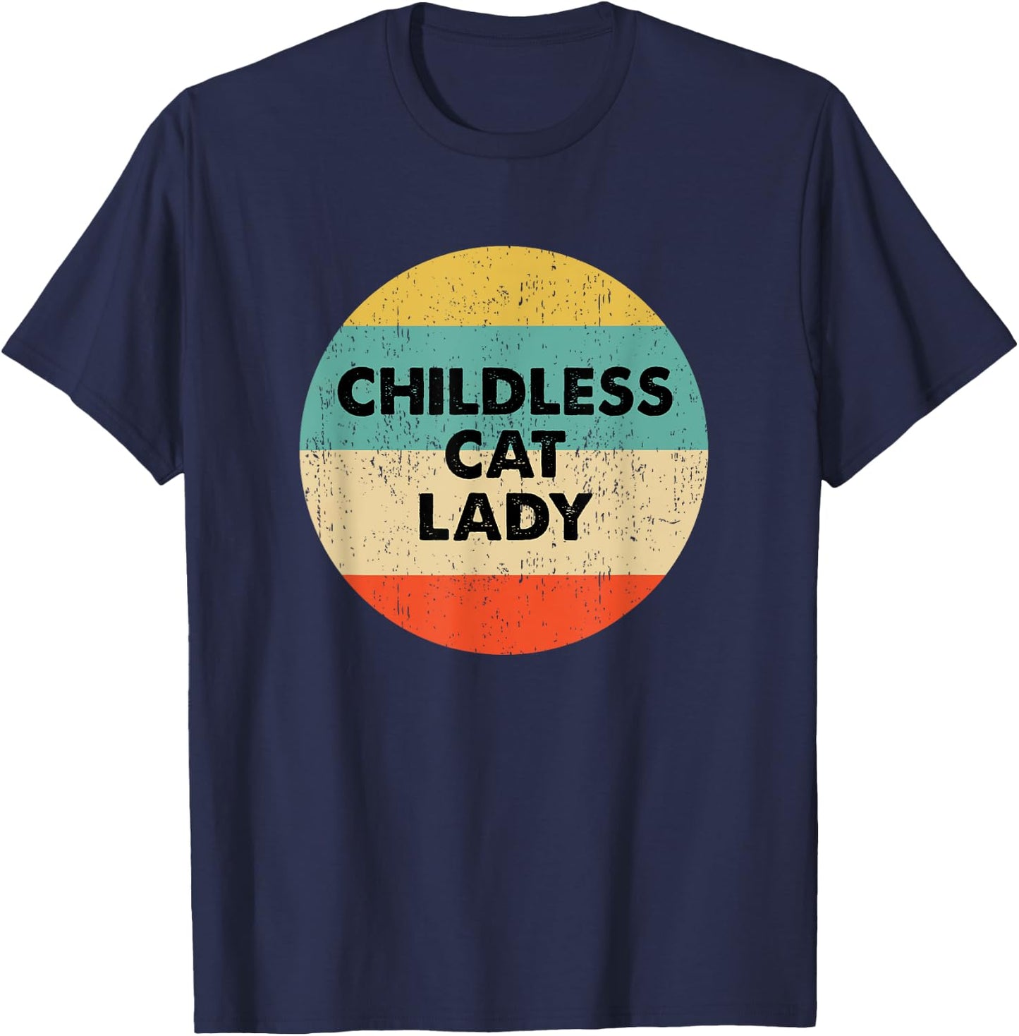 Vintage Childless Cat Lady T-Shirt - T-Shirt | Navy