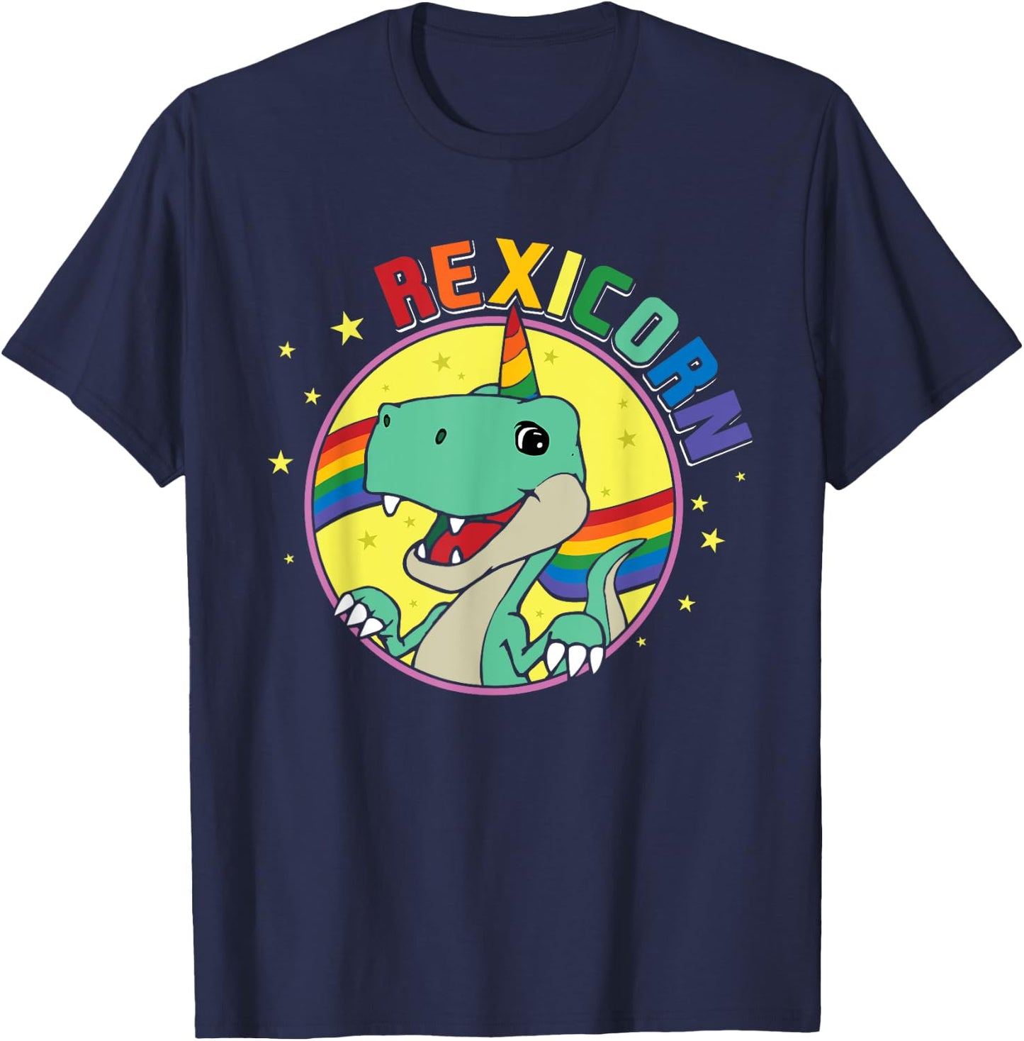 Unicorn T-Rex Rexicorn Dinosaur Dino Rainbow Cute Unicorns T-Shirt - T-Shirt | Navy