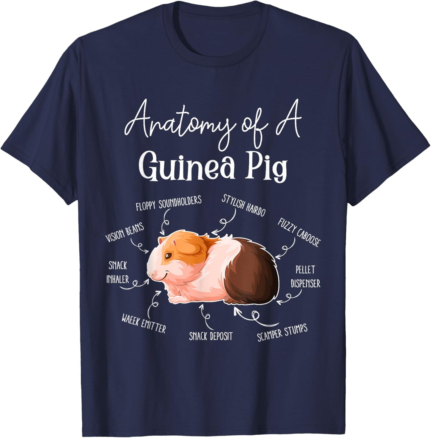 Cute & Funny Guinea Pig Gifts Men Kids x Anatomy Of A Guinea Pig - Black, Small T-Shirt - T-Shirt | Navy