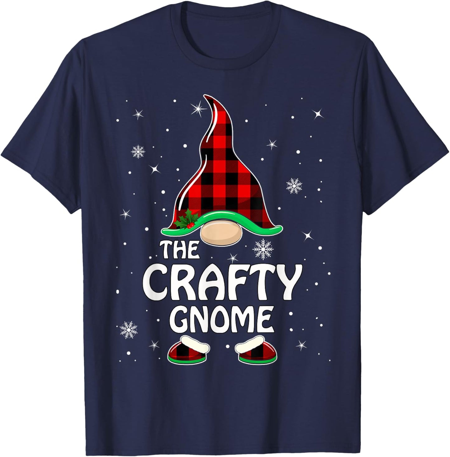 Crafty Gnome Buffalo Plaid Matching Family Christmas Pajama T-Shirt - T-Shirt | Navy