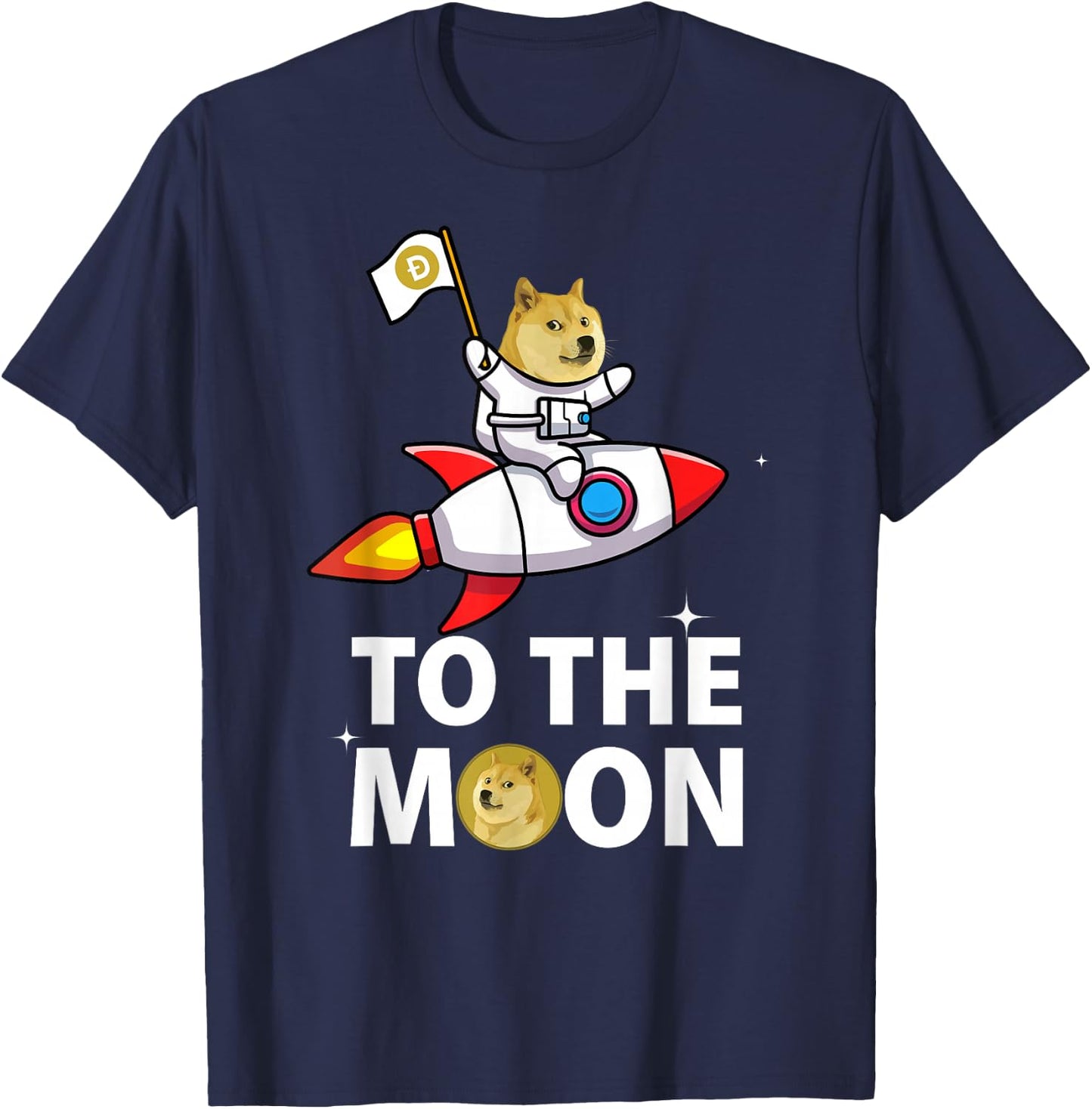 Funny Dogecoin to the Moon , Space Suite DOGE Coin T-Shirt - T-Shirt | Navy