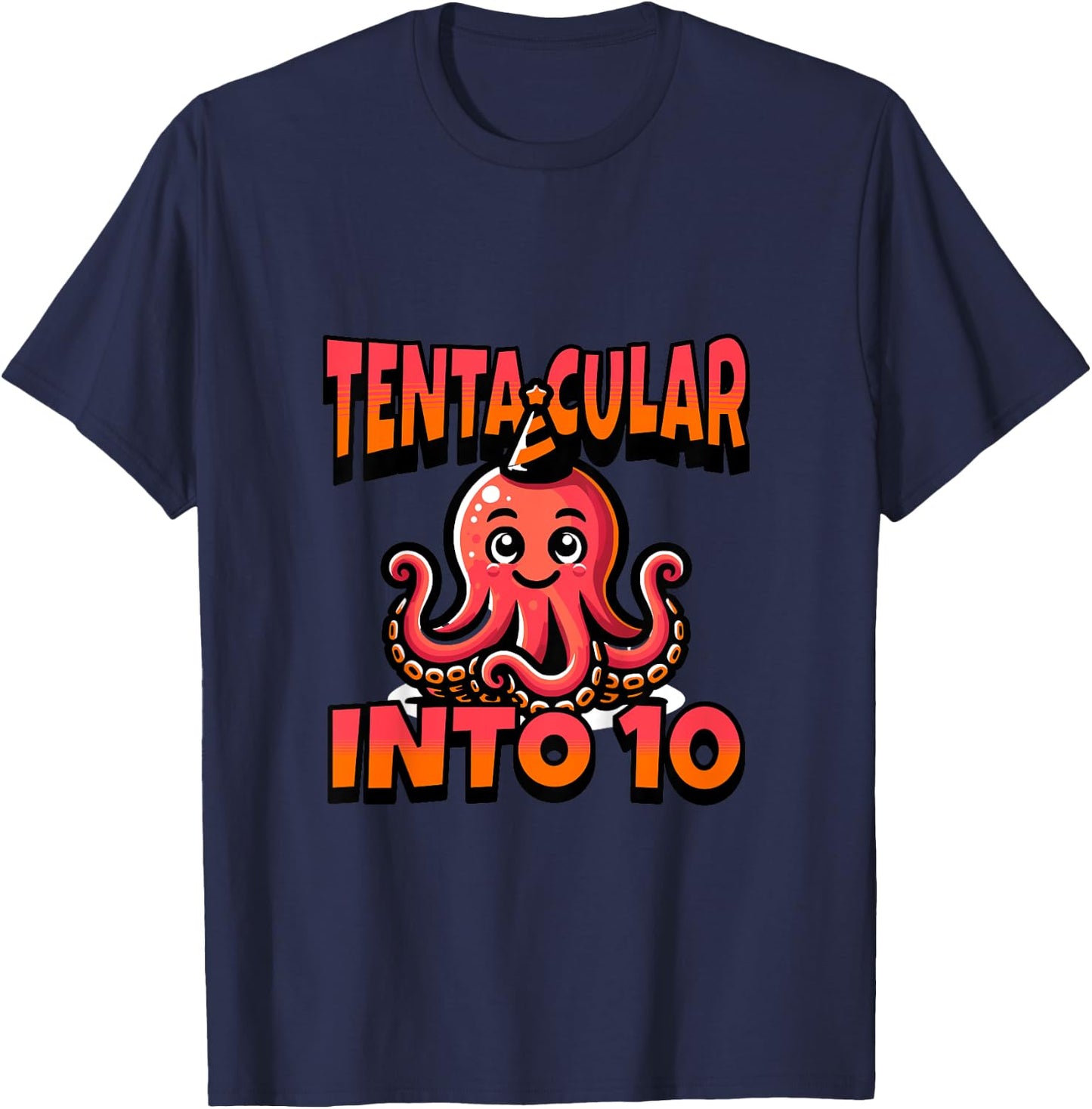 Kids Octopus Tentacular Into 10 Year Old 10th Birthday Boy Girl T-Shirt - T-Shirt | Navy