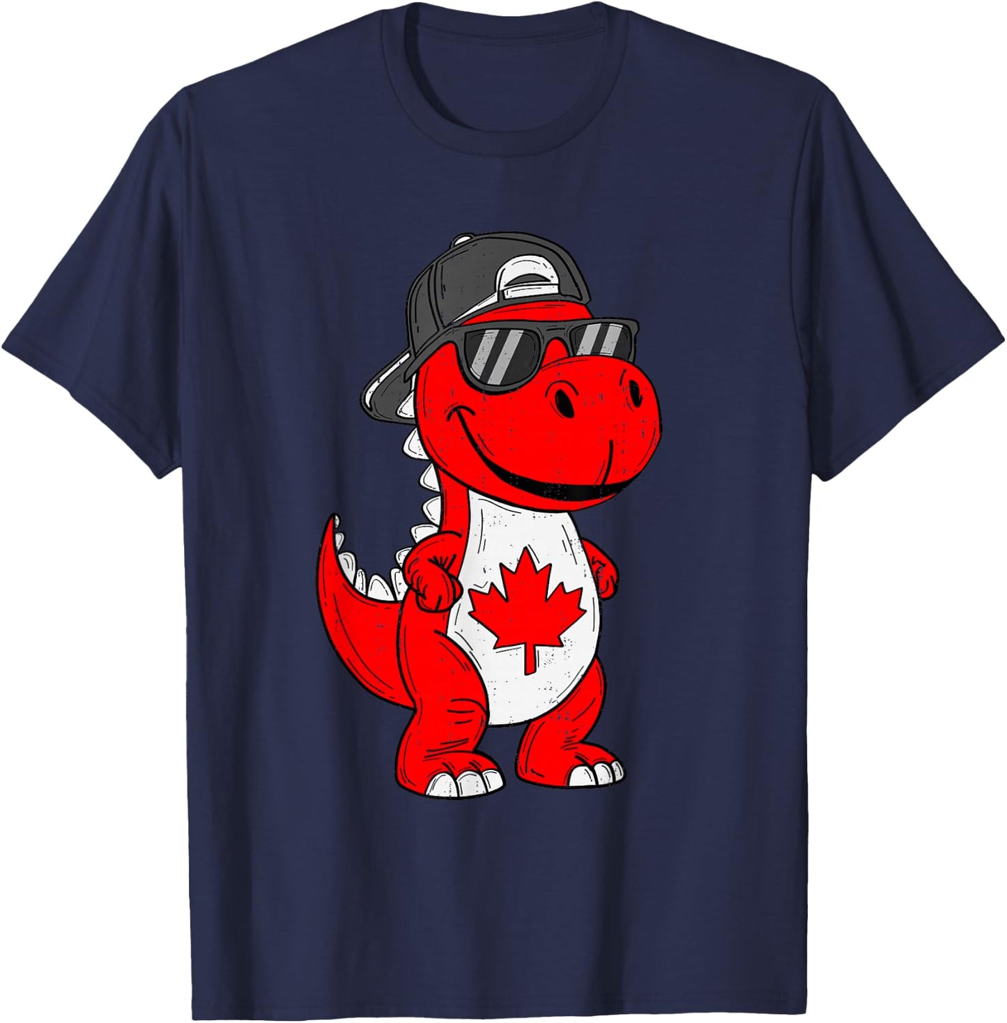 Canadian Dinosaur Trex Maple Leaf Canada Boy Kids Toddler T-Shirt - T-Shirt | Navy