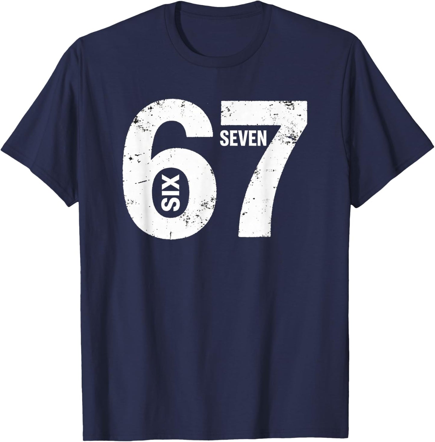 Kids Meme 6 7 Six Seven Vintage Trendmeme T-Shirt - T-Shirt | Navy