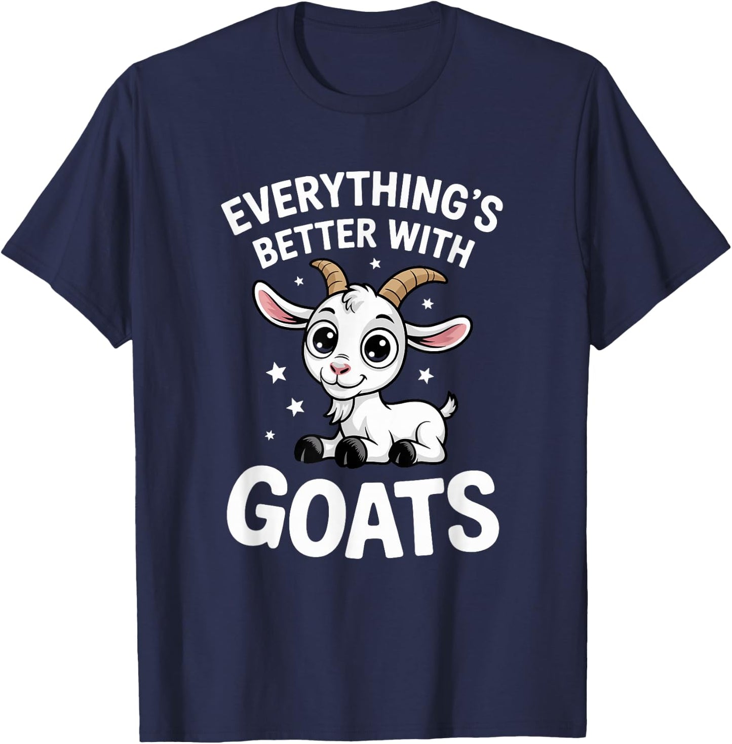 Cute Goat Lover Adults or Kids Boys Girls Goats T-Shirt - T-Shirt | Navy