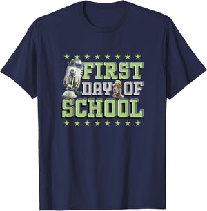 Star Wars: The Mandalorian Grogu R2-D2 First Day Of School T-Shirt - T-Shirt | Navy