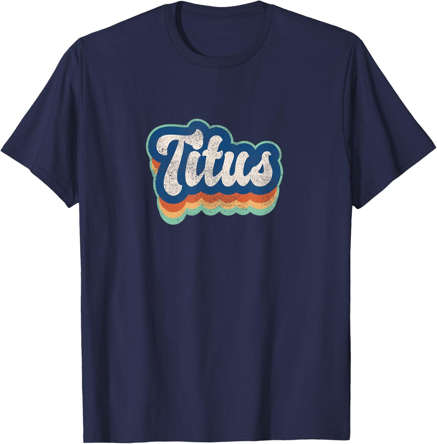 Titus Vorname Junge Vintage Stil 70er 80er Jahre Personalisiert T-Shirt - T-Shirt | Navy