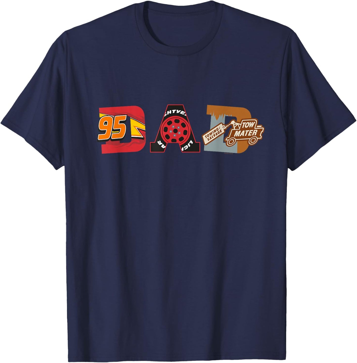 Disney and Pixar's Cars Dad Father's Day Birthday , Black, S T-Shirt - T-Shirt | Navy