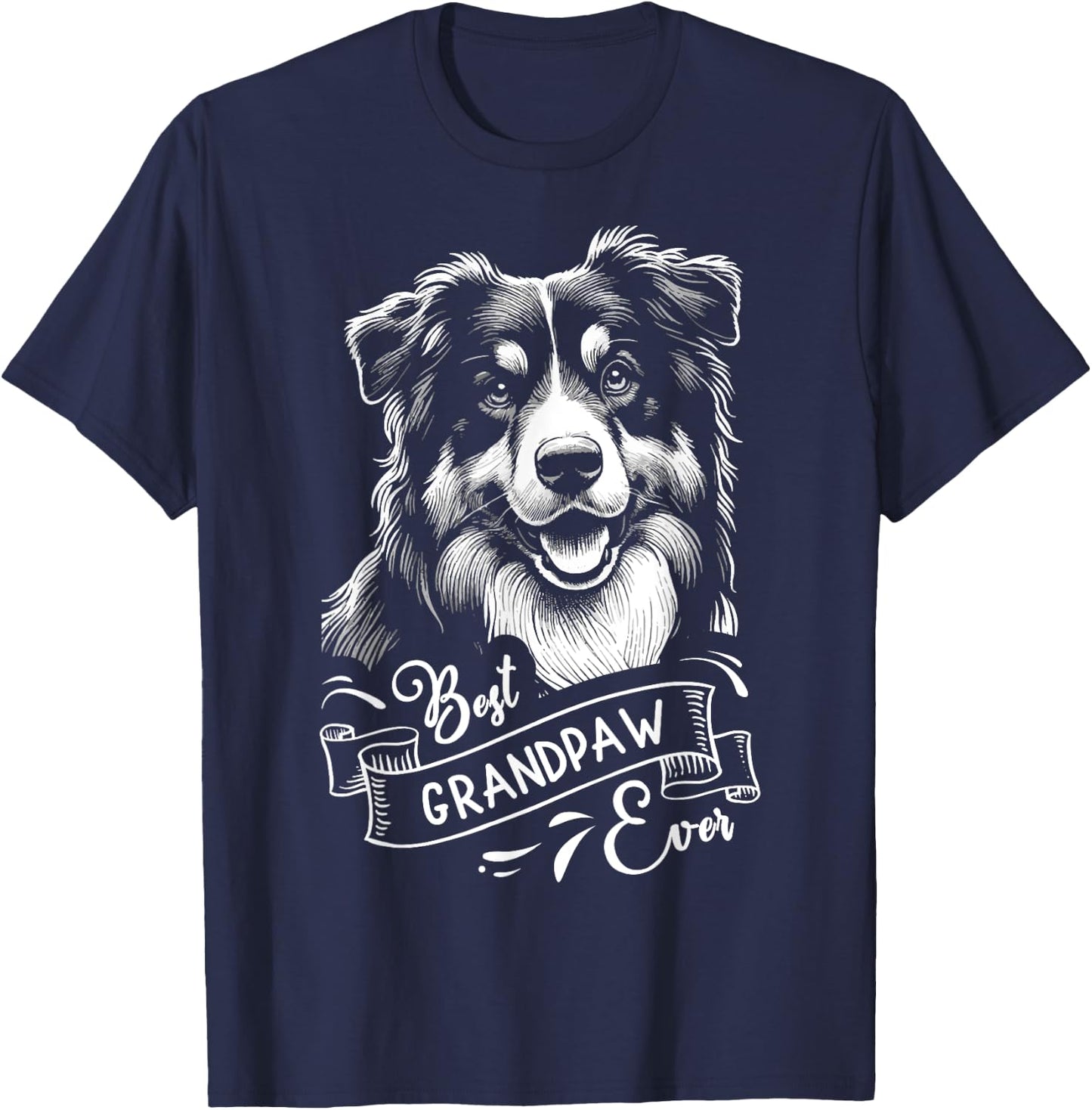 Best Grandpaw Ever Australian Shepherd Dog Grandpa Men Women Kids T-Shirt - T-Shirt | Navy