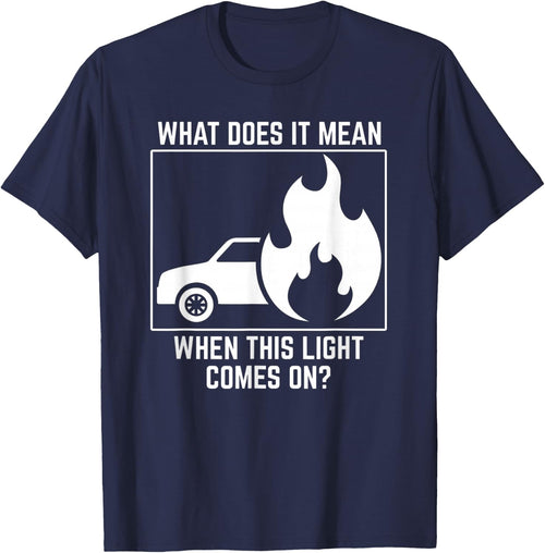 Down Car On Fire Men Women Funny Meme Automobile Broken
