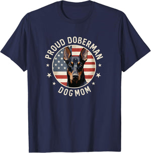 Doberman Pinscher Gifts American Flag Proud Doberman Dog Mom T-Shirt - T-Shirt | Navy