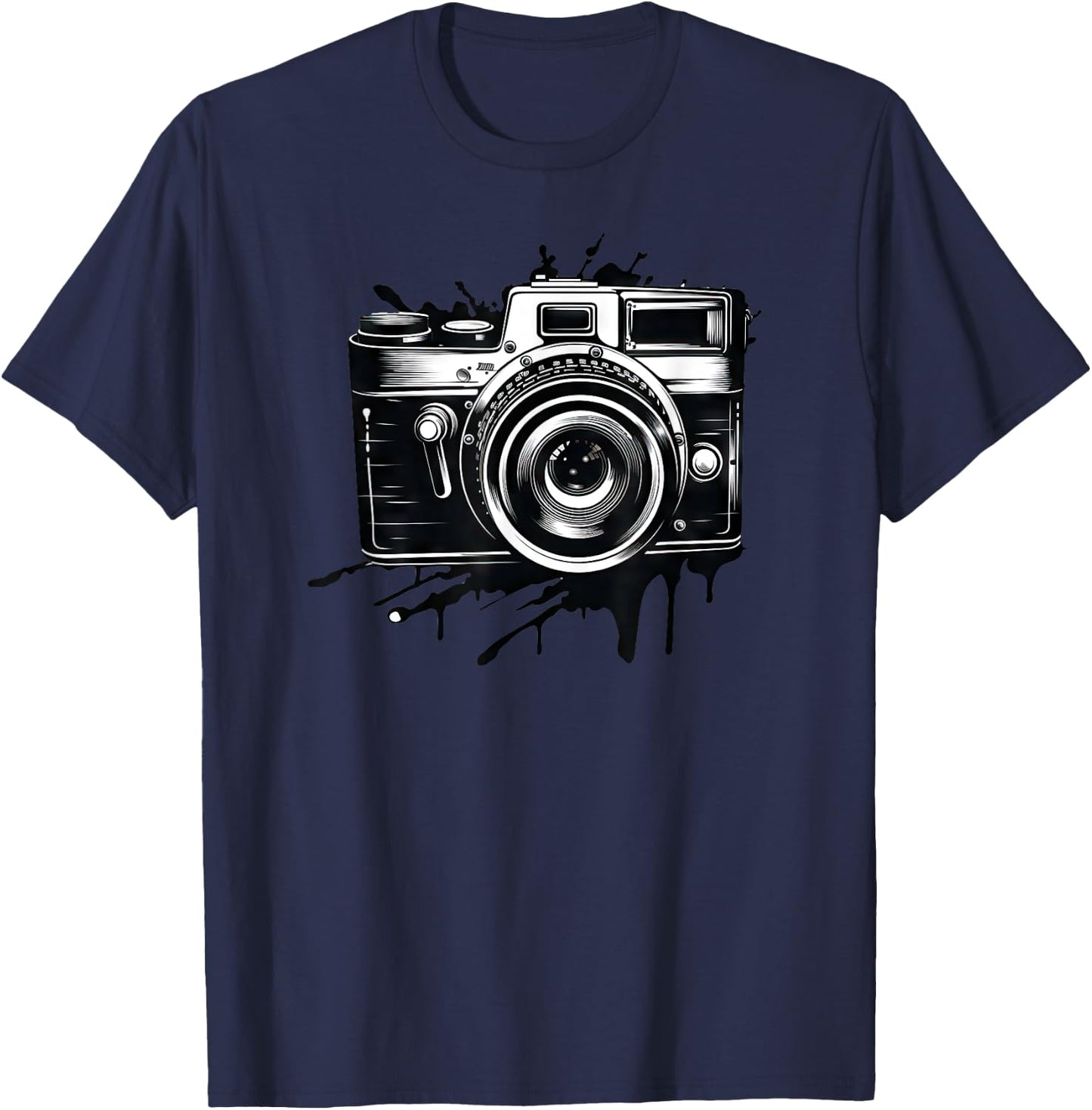 Capture The Moment Vintage Camera Photographer Print T-Shirt - T-Shirt | Navy