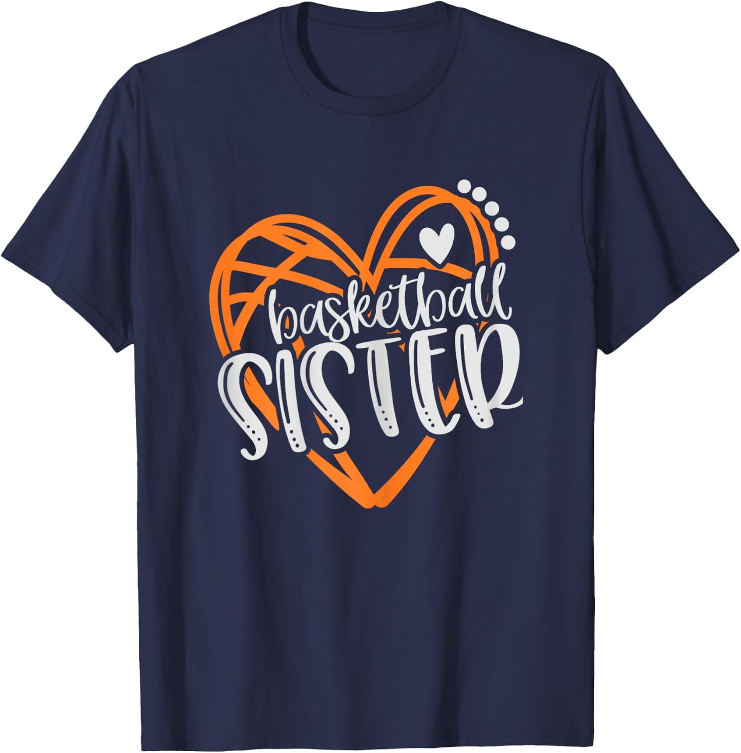 Girls Basketball Sister Heart Distressed T-Shirt - T-Shirt | Navy