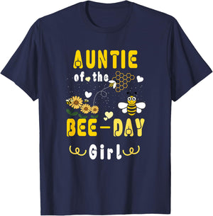 Auntie Of The Bee-Day Girl Cute Birthday Family Party T-Shirt - T-Shirt | Navy
