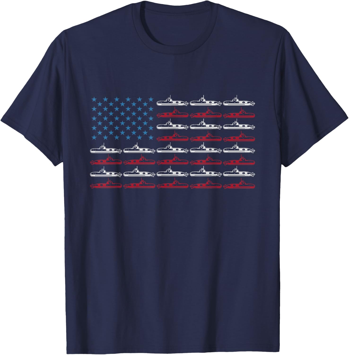 Vintage Submarine American Flag 4th of July T-Shirt - T-Shirt | Navy