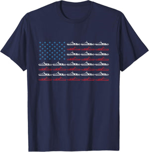 Vintage Submarine American Flag 4th of July T-Shirt - T-Shirt | Navy