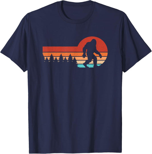Retro Bigfoot Forest Trees Vintage Sasquatch Men T-Shirt - T-Shirt | Navy