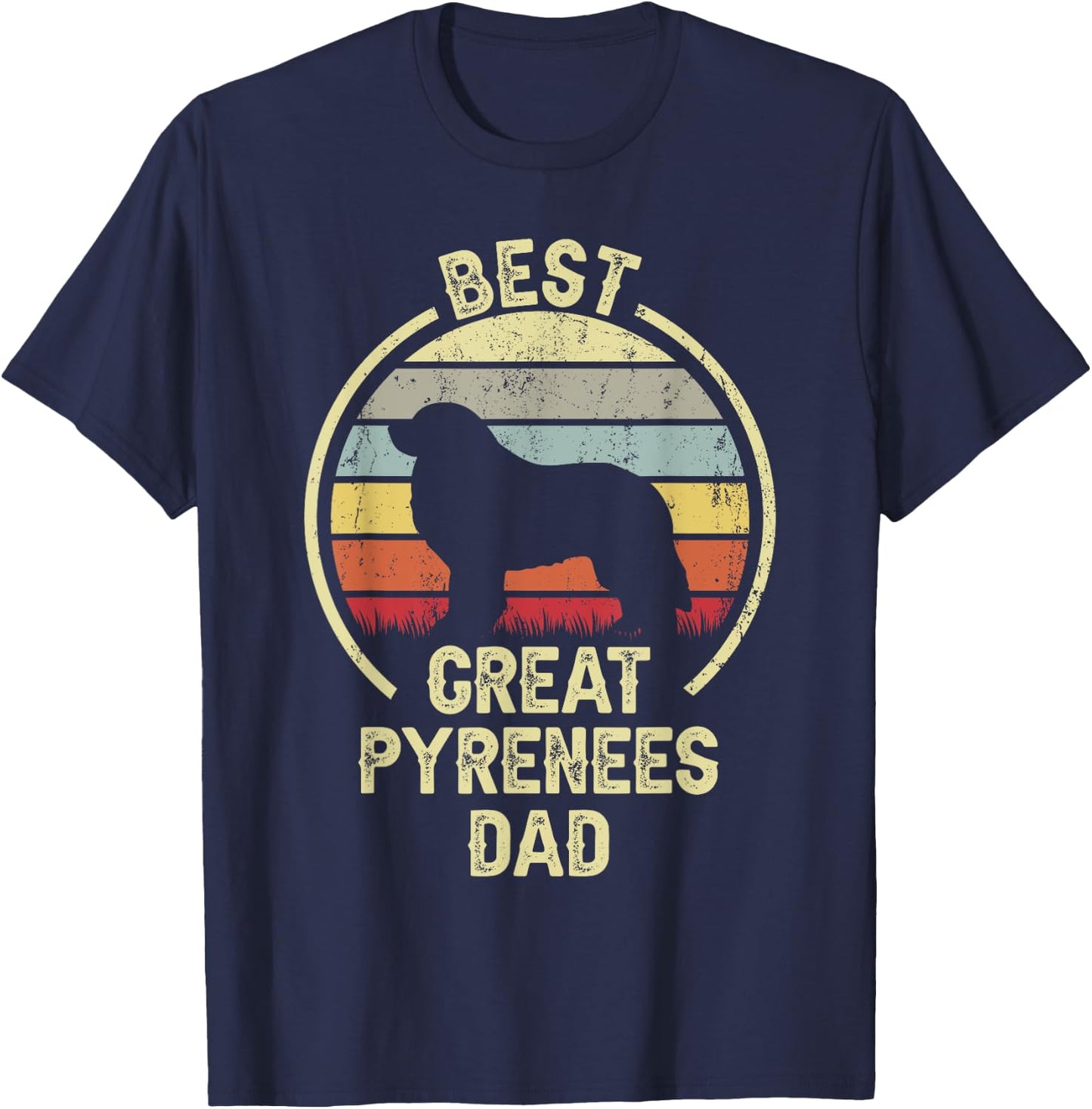Best Dog Father Dad - Vintage Great Pyrenees T-Shirt - T-Shirt | Navy