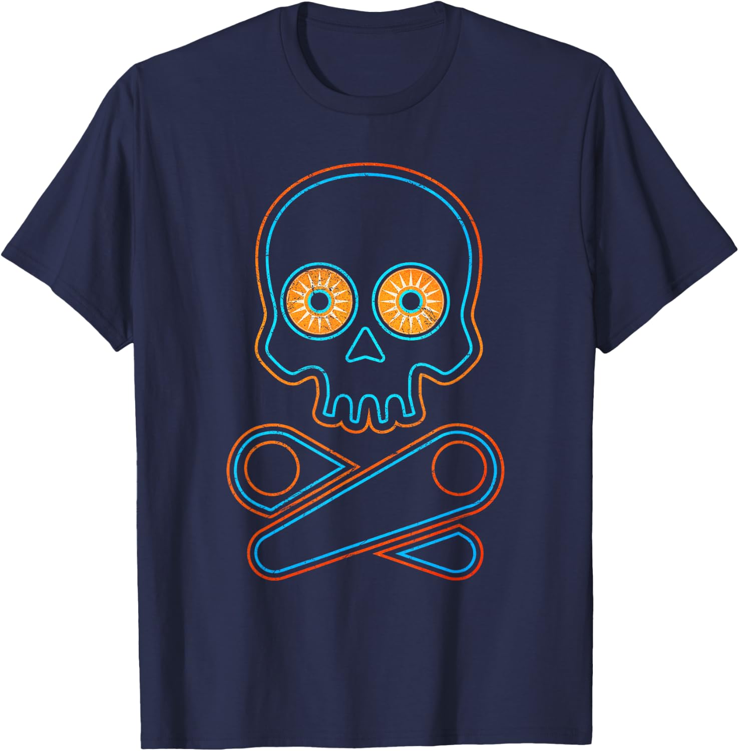 Classic Retro Pinball Design - Pinball Skull Halloween Gift T-Shirt - T-Shirt | Navy