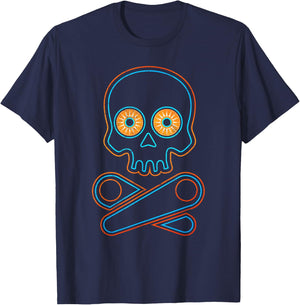Classic Retro Pinball Design - Pinball Skull Halloween Gift T-Shirt - T-Shirt | Navy